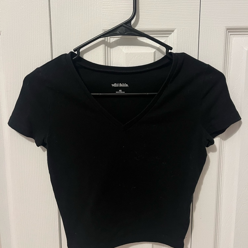 Wild Fable Black Fitted Crop T-Shirt
